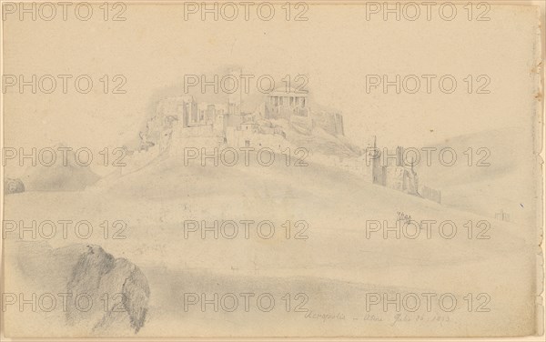 Sketch sheet: 2: Acropolis in Atene July 26 1843, 1843, pencil, verso: pencil, sheet: 11.4 x 18.5 cm, U. r., inscribed and dated in pencil: Acropolis in Atene Julio 26 1843, Johann Jakob Falkeisen, Basel 1804–1883 Basel