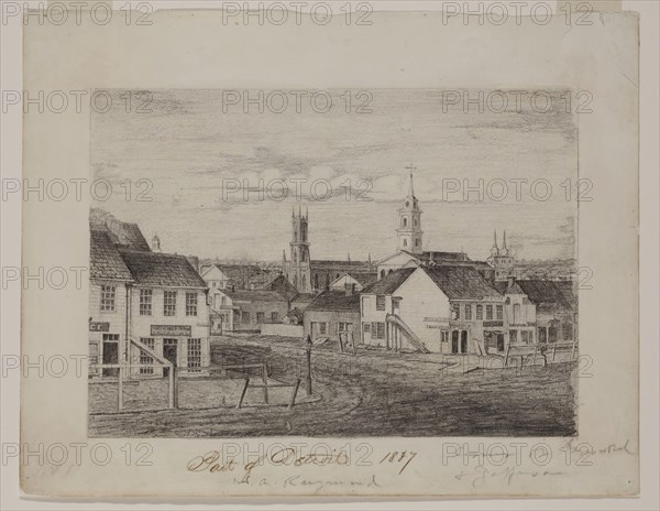 William Asa Raymond, American, 1819 - 1854, Port of Detroit 1837, ca. 1837, graphite pencil on white wove paper, Sheet: 7 1/2 × 9 1/2 inches (19.1 × 24.1 cm)