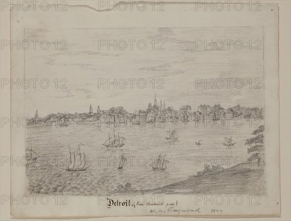 William Asa Raymond, American, 1819 - 1854, Detroit, ca. 1837, graphite pencil on white wove paper, Sheet: 7 1/2 × 9 1/2 inches (19.1 × 24.1 cm)