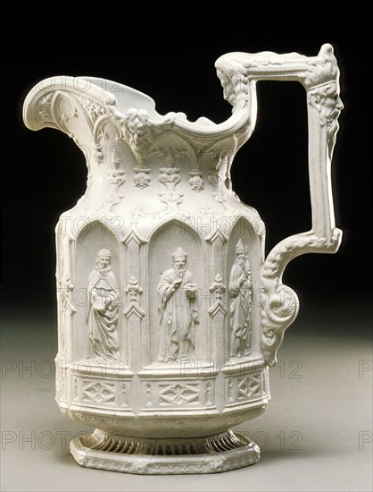 Charles Meigh, English, Minster Jug, c. 1845, Stoneware, smear glazed, 10 7/8 x 8 1/4 x 5 1/4 in.