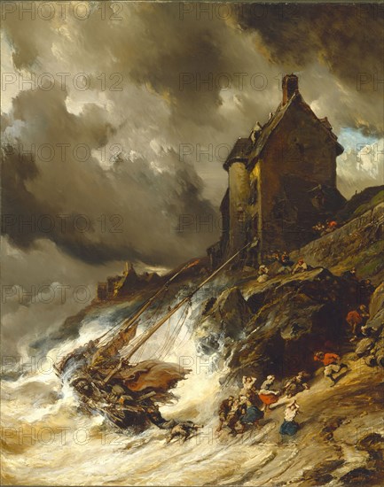 Eugène Louis Gabriel Isabey, French, 1804-1886, The Wreck, 1854, oil on canvas, Unframed: 38 × 30 inches (96.5 × 76.2 cm)