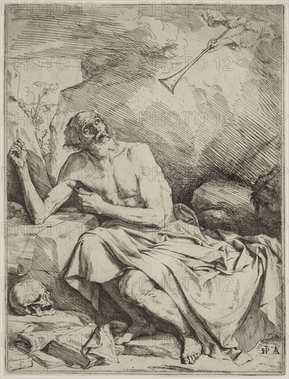 Jusepe de Ribera, Spanish, 1590-1652, Saint Jerome, 1621, etching printed in black ink on laid paper, Plate: 12 5/8 × 9 5/8 inches (32.1 × 24.4 cm)