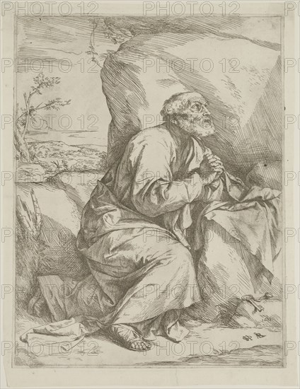Jusepe de Ribera, Spanish, 1590-1652, Saint Peter, 1621, etching printed in black ink on laid paper, Plate: 12 5/8 × 9 3/4 inches (32.1 × 24.8 cm)
