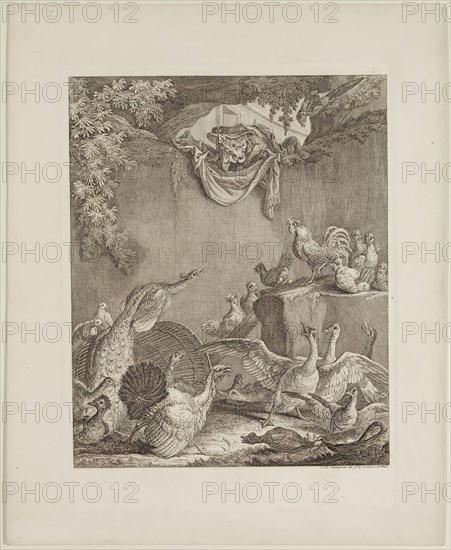 Johann Elias Ridinger, German, 1698-1769, Apparition of the Fox, 18th century, etching printed in black ink on wove paper, Plate: 13 1/4 × 10 inches (33.7 × 25.4 cm)
