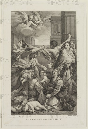 Francesco Rosaspina, Italian, 1760-1841, after Guido Reni, Italian, 1575-1642, Murder of the Innocents, between 18th and 19th century, Engraving printed in black ink on wove paper, Plate: 12 1/2 × 8 1/4 inches (31.8 × 21 cm)