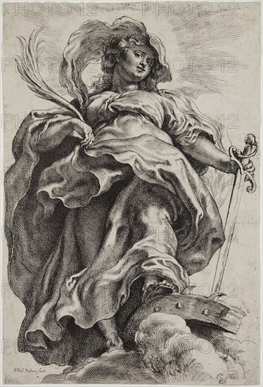 Peter Paul Rubens, Flemish, 1577-1640, Saint Catherine of Alexandria, ca. 1620, etching and engraving printed in black ink on laid paper, Plate: 11 5/8 × 7 7/8 inches (29.5 × 20 cm)