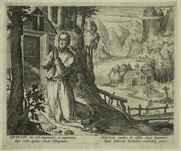 Johannes Sadeler, Netherlandish, 1550-1600, after Marten de Vos, Netherlandish, 1532-1603, Nicoleos, ca. 1594, engraving printed in black ink on laid paper, Plate: 6 1/2 × 7 3/4 inches (16.5 × 19.7 cm)