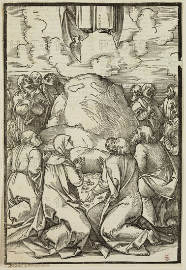 Hans Leonard Schäufelein, German, 1480-1540, The Ascension, 16th century, woodcut printed on wove paper, Image: 9 1/4 × 6 1/4 inches (23.5 × 15.9 cm)