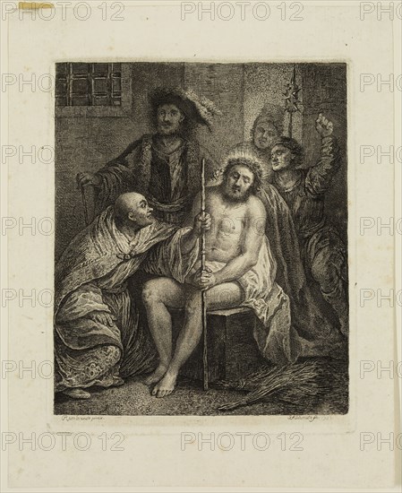 Georg Friedrich Schmidt, German, 1712-1775, after Rembrandt Harmensz van Rijn, Dutch, 1606-1669, Christ Crowned with Thorns, 1756, etching printed in black ink on laid paper, Plate: 6 3/4 × 5 5/8 inches (17.1 × 14.3 cm)