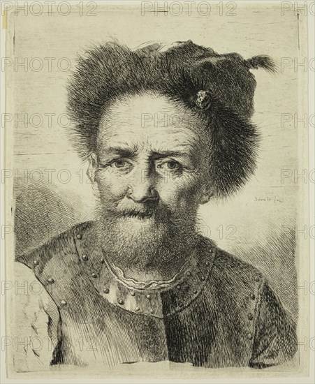 Georg Friedrich Schmidt, German, 1712-1775, Head of a Warrior, 18th century, etching printed in black ink on laid paper, Plate: 7 1/2 × 6 inches (19.1 × 15.2 cm)