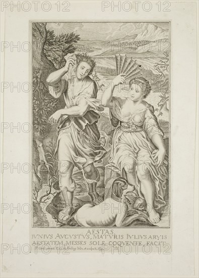 Karl Gustav von Amling, German, 1651-1702, after Pietro Candido, Netherlandish, 1548-1628, Summer, 1699, Reproduction printed in black ink on modern laid paper, Plate: 11 3/8 × 6 3/8 inches (28.9 × 16.2 cm)