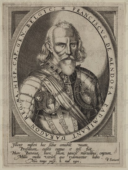 Karel van Sichem, Dutch, 1575-1705, Francisco de Mendoza, between late 16th and 17th century, engraving printed in black ink on laid paper, Plate: 7 × 15 1/8 inches (17.8 × 38.4 cm)