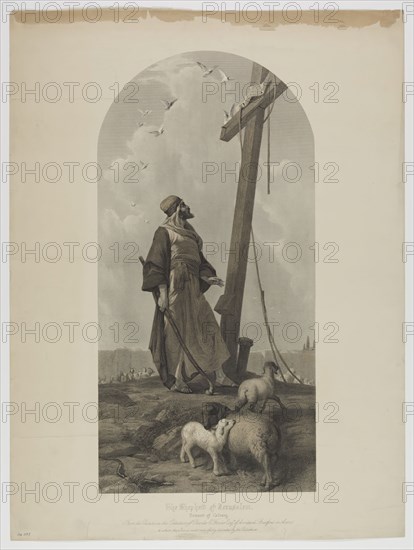 William Henry Simmons, English, 1811-1882, after Philip Richard Morris, English, 1833-1902, The Shepherd of Jerusalem, 1871, Engraving printed in color on wove paper, image: 24 1/2 x 12 1/8 in.