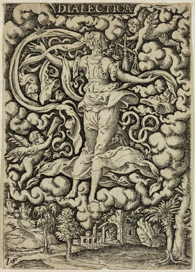 Virgil Solis, German, 1514-1562, Dialectics, mid-16th century, engraving printed in black ink on laid paper, Sheet (trimmed within plate mark): 3 1/4 × 2 3/8 inches (8.3 × 6 cm)