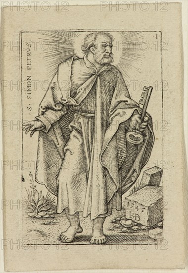 Hans Sebald Beham, German, 1500-1550, Peter, 1545, Engraving printed in black ink on wove paper, Plate: 1 3/4 × 1 1/8 inches (4.4 × 2.9 cm)