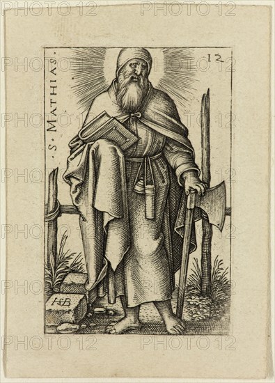 Hans Sebald Beham, German, 1500-1550, Matthias, ca. 1545, Engraving printed in black ink on wove paper, Plate: 1 3/4 × 1 1/8 inches (4.4 × 2.9 cm)