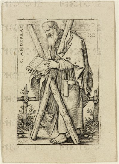 Hans Sebald Beham, German, 1500-1550, Andrew, ca. 1545, Engraving printed in black ink on wove paper, Plate: 1 3/4 × 1 1/8 inches (4.4 × 2.9 cm)
