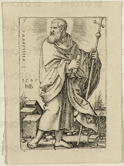 Hans Sebald Beham, German, 1500-1550, Philip, 1545, Engraving printed in black ink on wove paper, Plate: 1 3/4 × 1 1/8 inches (4.4 × 2.9 cm)