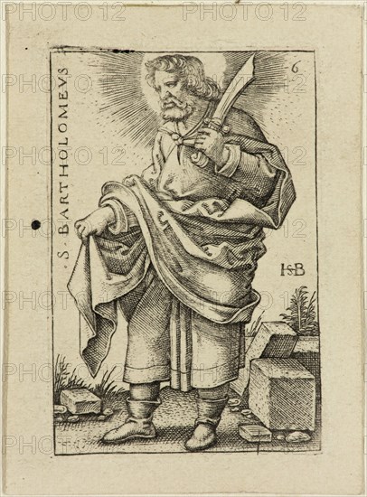 Hans Sebald Beham, German, 1500-1550, Bartholomew, ca. 1545, Engraving printed in black ink on wove paper, Plate: 1 3/4 × 1 1/8 inches (4.4 × 2.9 cm)