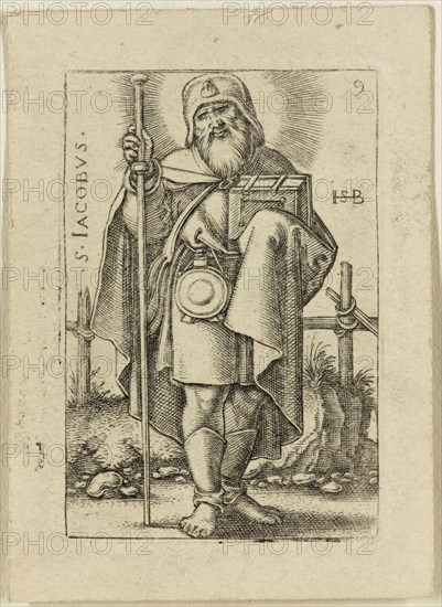 Hans Sebald Beham, German, 1500-1550, Saint James Major, ca. 1545, Engraving printed in black ink on wove paper, Plate: 1 3/4 × 1 1/8 inches (4.4 × 2.9 cm)