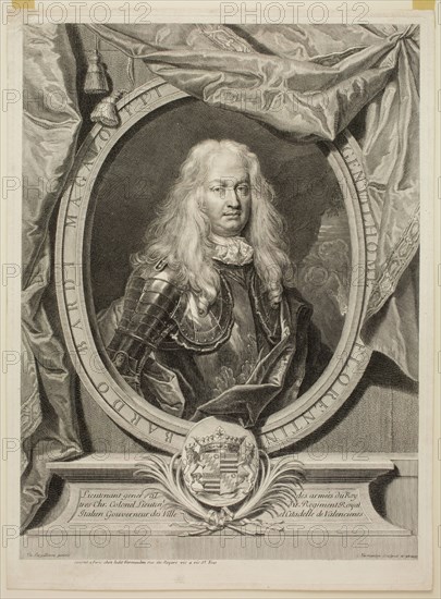 after Nicolas de Largillière, French, 1656-1746, Bardo Bardi Magalotti, French General, Governor of Valenciennes, 1693, Engraving printed in black ink on wove paper, Plate: 18 3/4 × 13 5/8 inches (47.6 × 34.6 cm)