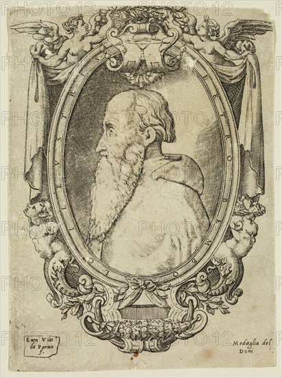 Enea Vico, Italian, 1523-1567, Cardinal Bembo, 16th century, engraving printed in black ink on laid paper, Sheet (trimmed within plate mark): 6 × 4 1/4 inches (15.2 × 10.8 cm)