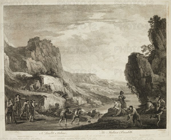 after Francesco Simonini, Italian, 1686-1753, The Italian Banditti, 18th century, etching and engraving printed in black ink on wove paper, Plate: 15 7/8 × 19 3/4 inches (40.3 × 50.2 cm)