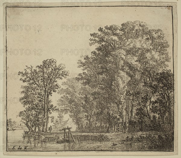 Simon de Vlieger, Dutch, 1601-1653, Wood near the Canal, 17th century, etching printed in black ink on laid paper, Plate: 5 3/8 × 6 1/4 inches (13.7 × 15.9 cm)