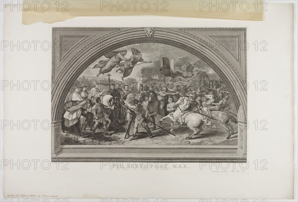 Giovanni Volpato, Italian, 1733-1803, after Bernardino Nocchi, Italian, 1741-1812, after Raphael, Italian, 1483-1520, Flight of Atilla, between 1733 and 1803, engraving printed in black ink, Plate: 22 1/4 × 29 1/2 inches (56.5 × 74.9 cm)