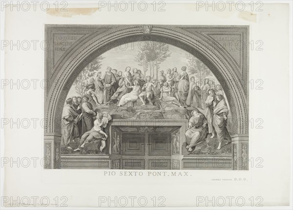 Giovanni Volpato, Italian, 1733-1803, after Raphael, Italian, 1483-1520, after Stefano Tofanelli, Italian, 1752-1812, Parnassus, between 1733 and 1803, Engraving printed in black ink on wove paper, Plate: 5 1/8 × 29 5/8 inches (13 × 75.2 cm)