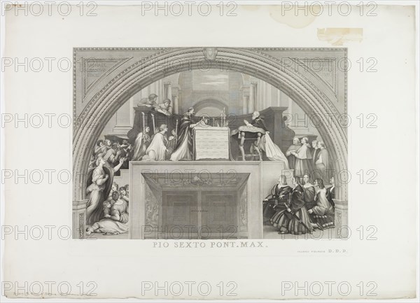Raphael Morghen, Italian, 1758-1833, after Raphael, Italian, 1483-1520, after Stefano Tofanelli, Italian, 1752-1812, The Mass of Bolsena, 18th/19th Century, Engraving printed in black on wove paper, plate: 22 x 29 1/4 in.