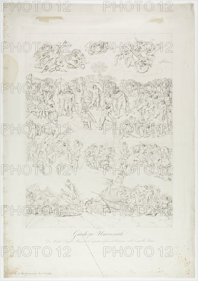 Niccolo La Volpe, Italian, 1789-1876, after Michelangelo, Italian, 1475-1564, Last Judgment, 19th Century, Engraving printed in black on wove paper, plate: 34 5/8 x 23 7/8 in.