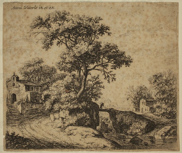Anthonie Waterloo, Dutch, 1610-1690, Chapel with Steps, 17th century, etching printed in black ink on laid paper, Plate: 5 × 5 7/8 inches (12.7 × 14.9 cm)