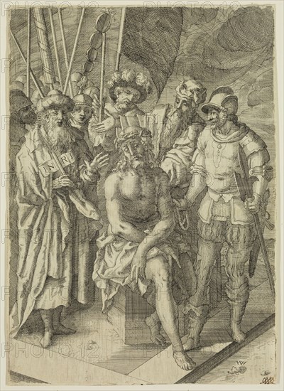 Hans Weiner, German, 1570-1619, Ecce Homo, between late 16th and early 17th century, etching printed in black ink on laid paper, Plate: 10 7/8 × 7 3/4 inches (27.6 × 19.7 cm)