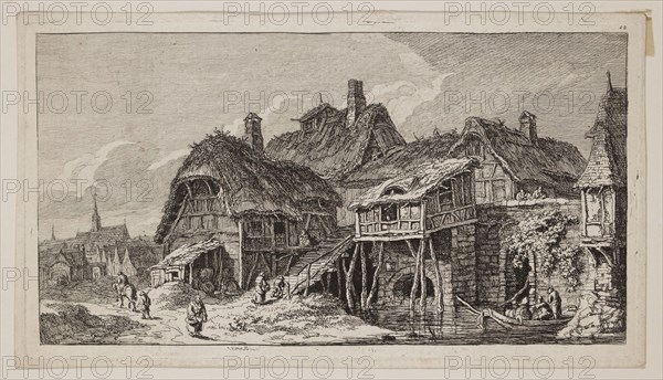 Franz Edmund Weirotter, Austrian, 1730-1773, Cottages, 18th century, etching printed in black ink on laid paper, Plate: 4 1/4 × 7 3/4 inches (10.8 × 19.7 cm)