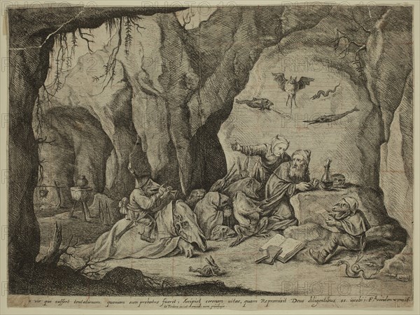 after David Teniers the Younger, Flemish, 1610 - 1690, The Temptation of St. Anthony, 17th Century, Etching and engraving printed in black on laid paper, sheet (trimmed within plate mark):