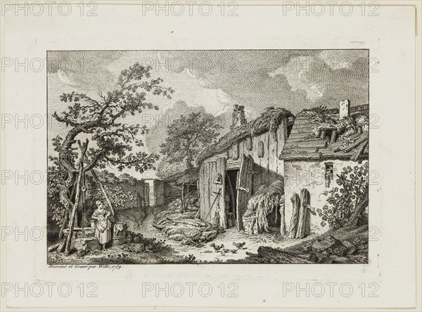 Johann Georg Wille, German, 1715-1808, Rustic Cottage, 1759, etching printed in black ink on wove paper, Plate: 4 1/2 × 6 3/8 inches (11.4 × 16.2 cm)