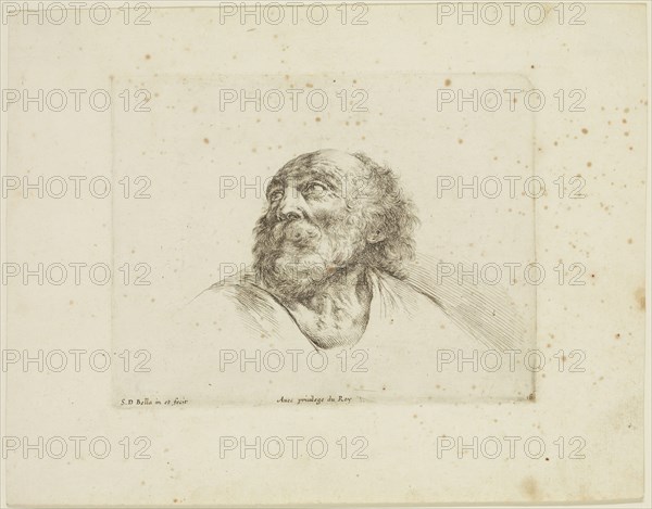 Stefano della Bella, Italian, 1610-1664, Head of Saint Peter, ca. 1641, etching printed in black ink on laid paper, Plate: 4 5/8 × 5 7/8 inches (11.7 × 14.9 cm)