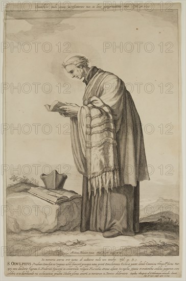 after Abraham Bloemaert, Netherlandish, 1564-1651, Saint Odulphus, between 1610 and 1669, engraving printed in black ink on laid paper, Sheet (trimmed within plate mark): 18 3/8 × 11 7/8 inches (46.7 × 30.2 cm)