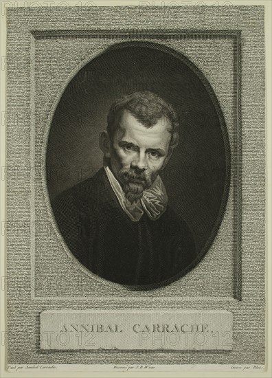 Maurice Blot, French, 1753-1818, after Annibale Carracci, Italian, 1560-1609, after Jean-Baptiste Joseph Wicar, French, 1762-1834, Annibal Carrache, between 1753 and 1818, engraving and etching printed in black ink on wove paper, Image: 9 3/8 × 6 3/4 inches (23.8 × 17.1 cm)