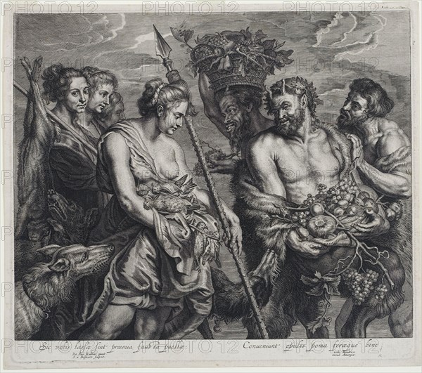 Schelte Adams Bolswert, Dutch, 1586-1659, after Peter Paul Rubens, Flemish, 1577-1640, Return of Diana from the Hunt, after 1633, engraving printed in black ink on laid paper, Plate: 12 1/4 × 14 1/8 inches (31.1 × 35.9 cm)
