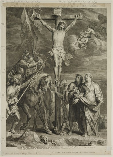 Schelte Adams Bolswert, Dutch, 1586-1659, after Anton van Dyck, Flemish, 1599-1641, The Christ of the Sponge, 17th Century, Engraving printed in green-black on laid paper, plate: 25 1/8 x 17 3/4 in.