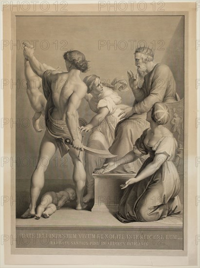 Pietro Anderloni, Italian, 1784-1849, after Raphael, Italian, 1483-1520, Judgment of Solomon, 1845, Engraving printed in black ink on wove paper, image: 24 1/4 x 17 5/8 in. (61.5 x 44.7 cm)
