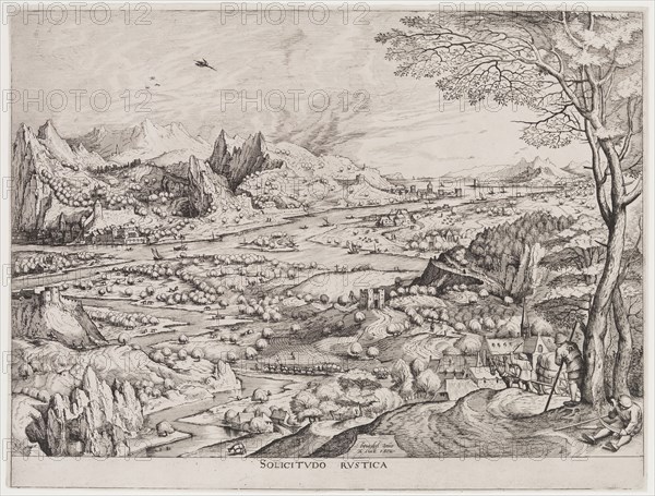 Jan Duetecum, Dutch, after Pieter Bruegel the Elder, Netherlandish, 1525-1569, Sollicitudo Rustica, between 1555 and 1558, etching printed in black ink on laid paper, Plate (and sheet): 12 7/8 × 16 7/8 inches (32.7 × 42.9 cm)