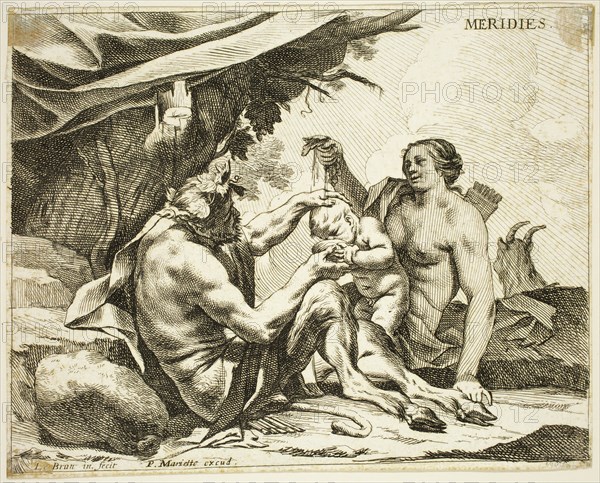 Charles Le Brun, French, 1619-1690, Meridies, between 1619 and 1690, etching printed in black ink on laid paper, Sheet (trimmed within plate mark): 7 1/2 × 9 3/8 inches (19.1 × 23.8 cm)