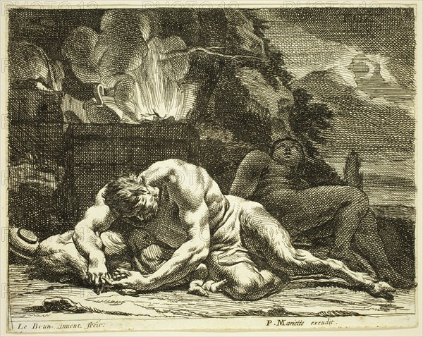 Charles Le Brun, French, 1619-1690, Nox, between 1619 and 1690, etching printed in black ink on laid paper, Sheet (trimmed within plate mark): 7 3/8 × 9 3/8 inches (18.7 × 23.8 cm)