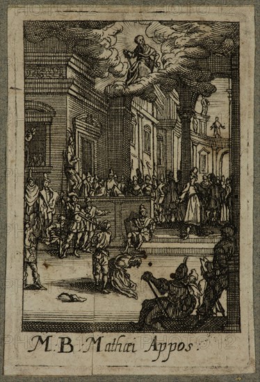Unknown (French), after Jacques Callot, French, 1592-1635, Martyre de St. Mathieu, between late 16th and mid-17th century, etching printed in black ink on (possibly) laid paper, Sheet (trimmed within plate mark): 2 7/8 × 2 inches (7.3 × 5.1 cm)