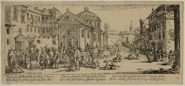 Unknown (French), after Jacques Callot, French, 1592-1635, L'Hopital, between late 18th and 19th century, etching printed in black ink on wove paper, Sheet (trimmed within plate mark): 3 3/8 × 7 1/2 inches (8.6 × 19.1 cm)