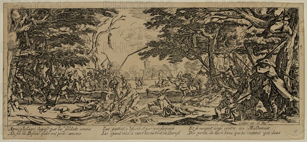 Unknown (French), after Jacques Callot, French, 1592-1635, La revanche des paysans, between late 18th and 19th century, etching printed in black ink on wove paper, Sheet (trimmed within plate mark): 3 1/2 × 7 1/2 inches (8.9 × 19.1 cm)