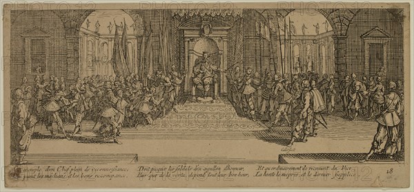 Unknown (French), after Jacques Callot, French, 1592-1635, Distribution des recompenses, between late 18th and 19th century, etching printed in black ink on wove paper, Sheet (trimmed within plate mark): 3 3/8 × 7 1/2 inches (8.6 × 19.1 cm)
